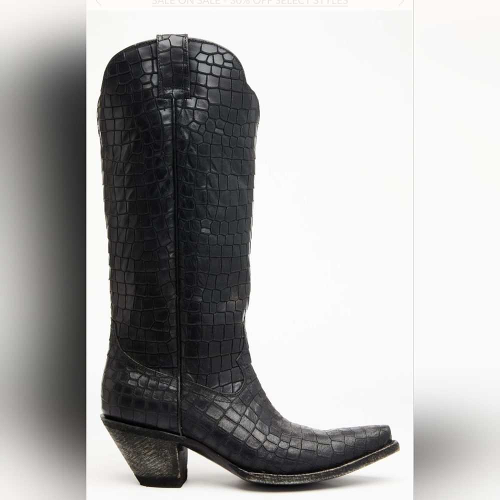Idyllwind Strut Black Croc Western Boots Snip-toe Sz 9
